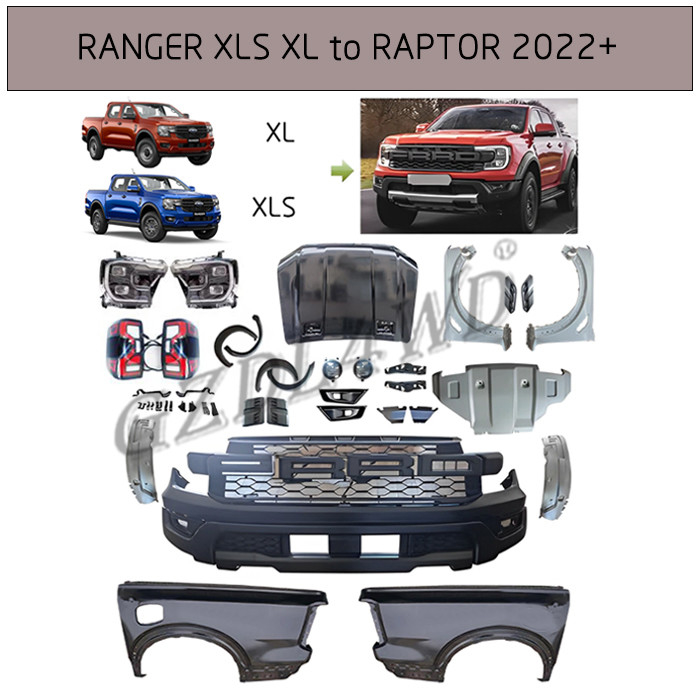Black 4x4 Conversion Kit For Ranger 2022 T9 XL XLS Upgrade To Raptor 1/1 Body Kits